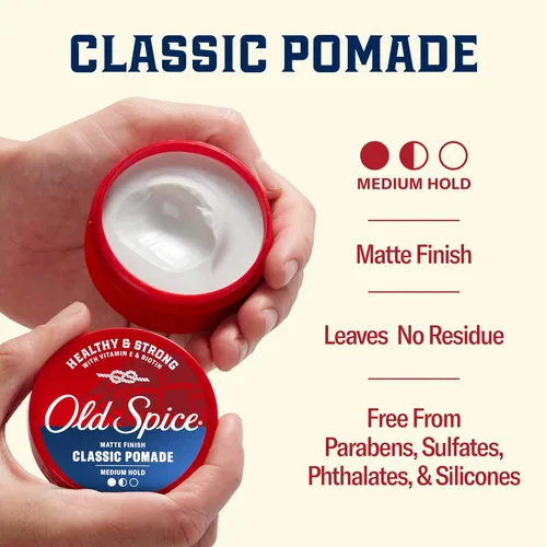 Vista 6 de Old Spice Pomada para el cabello para hombre, saludable y fuerte con vitamina E y biotina, pomada para peinar el cabello para hombre, sujeción
