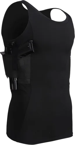 Vista 18 de Lilcreek Camisas de transporte ocultas de cuello redondo para hombres: ropa de transporte oculta encubierta con funda de pistola