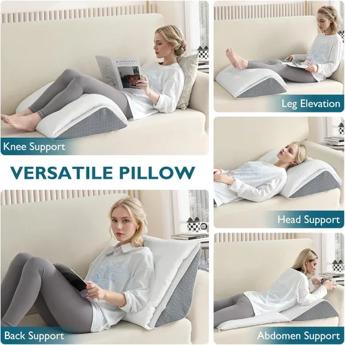 Vista 3 de Almohada de cuña para rodilla Shinnwa, almohada de rodilla convertible patentada para dormir de espalda, almohada triangular de espuma viscoelástica
