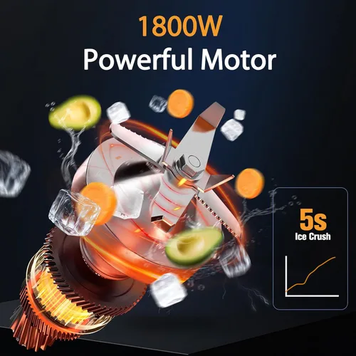 Vista 2 de Licuadora comercial para restaurante resistente, licuadora silenciosa profesional, mezclador comercial de 1800 W para batidos, licuadoras