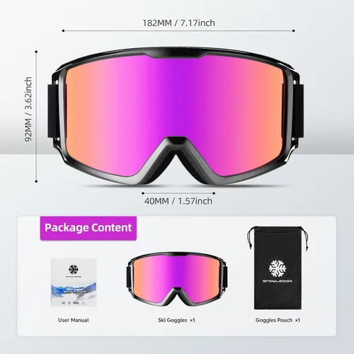 Vista 5 de Gafas de esquí y snowboard para hombres, mujeres y jóvenes, protección OTG 100% UV