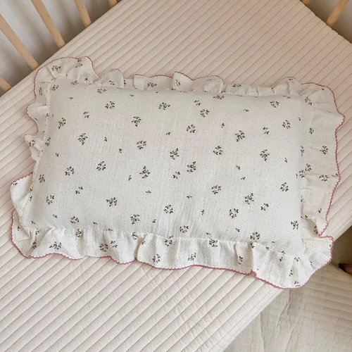 Vista 38 de BuLuTu Funda de almohada de muselina de algodón para niños pequeños con bonito patrón de flores de azalea, súper suave, funda de almohada para cuna