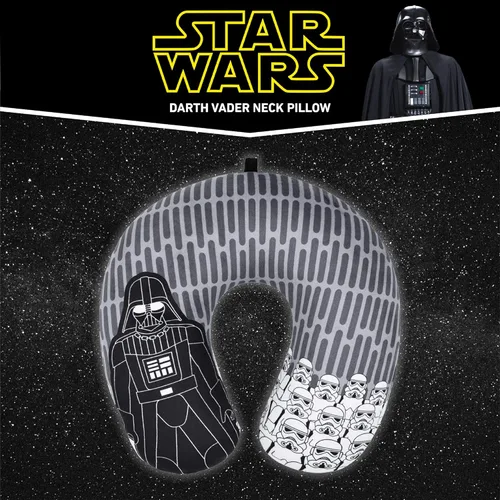 Vista 2 de FUL Star Wars Darth Vader and Storm Trooper - Almohada de viaje para el cuello para avión, coche y oficina, cómoda y transpirable, color gris
