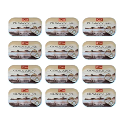 Vista 7 de Hígado de bacalao islandés Wild Caught (Foie de Morue) 4 oz (paquete de 12 latas)