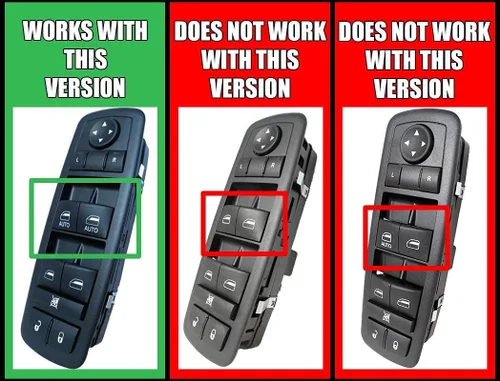 Vista 6 de SWITCHDOCTOR Interruptor maestro de ventana para Dodge Ram 1500 2500 2013-2015 (Luces verdes, Cabina cuádruple, Cabina crew)