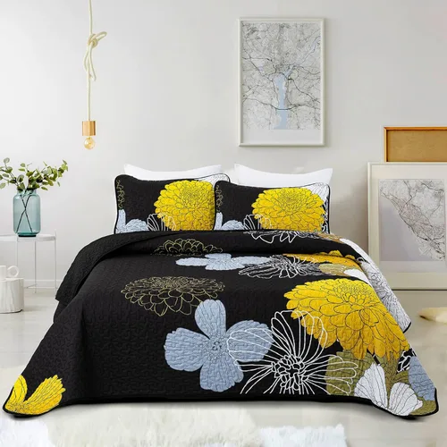 Vista 14 de Anibedding Juego de Edredón de Tamaño Completo con Estampado Floral Verde - 3 Piezas Colcha Coverlet Elegante Colcha Bohemia con 2 Fundas