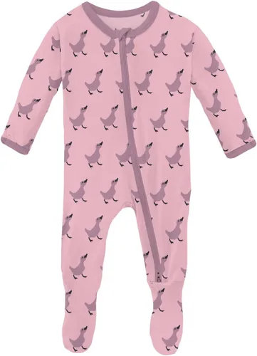 Vista 78 de KicKee Baby & Toddler - Pijama de viscosa ultrasuave de bambú con patas abatibles y puños