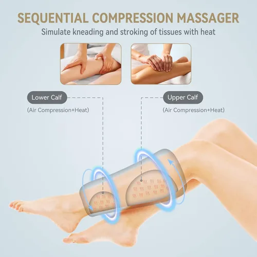 Vista 6 de FIT KING Leg Massager with Heat Air Compression Calf Massager for Circulation Helpful for Pain Relief RLS Edema and Relaxation - Great Gift for Wife