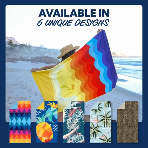 Vista 6 de SUN NINJA Toalla de playa de microfibra, sin arena, de secado rápido, ligera y compacta para playa, piscina, yoga y campamento, 63 x 32 pulgadas