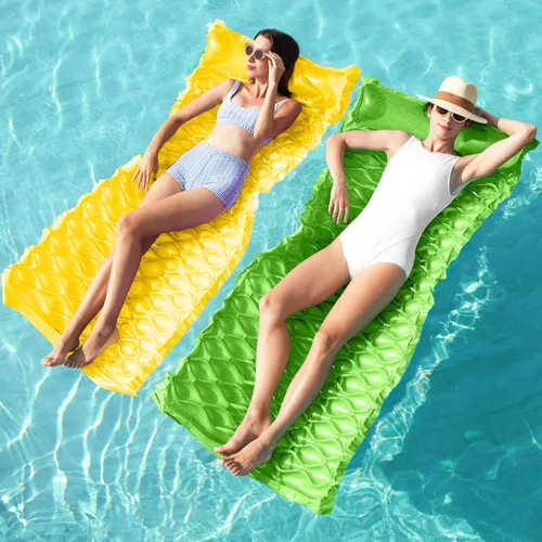 Vista 10 de SLOOSH Inflatable Pool Floats Raft,Floating Lounge for Adults,64x32 inch Swimming Mat Pool Mattress with Headrest,2 Pieces Float Air Mat for Summer
