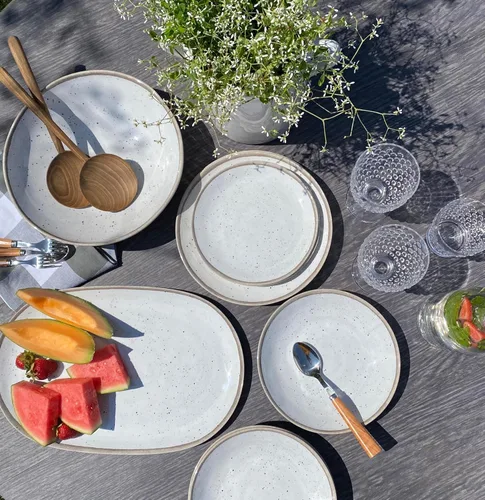 Vista 4 de TarHong Retreat Pottery - Platos de ensalada de bambú blanco, 8.5 pulgadas de diámetro, mezcla patentada de materiales de fusión