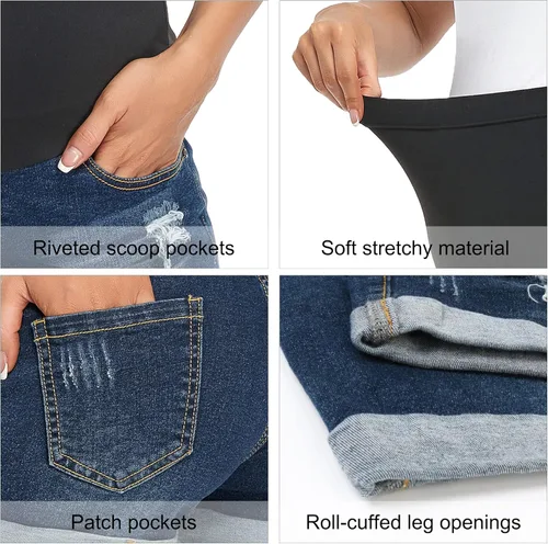 Vista 6 de fitglam - Pantalones cortos de maternidad para yoga con bolsillos, shorts para embarazo, para mujer