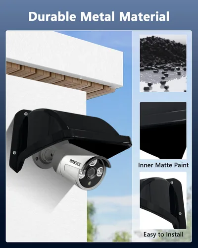 Vista 8 de OOSSXX Cámara de seguridad universal Sun Rain Cover Shield Cover Shield para cámara de vigilancia Techo protector para domo/Bullet cámara exterior