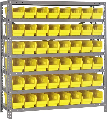 Vista 76 de Quantum QSBU-245BK Heavy Duty Shelving Unit with (7) Shelves and (24) QUS245 Black Bins for Garage Warehouse Storage Distribution 400 lb Load