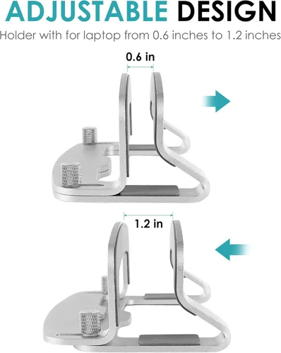 Vista 4 de LOTEYIKE Paquete de 2 soportes verticales de aluminio para laptop, MacBook Pro, soporte vertical para laptop con ranura ajustable, se adapta a todas