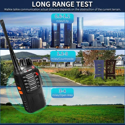 Vista 7 de Walkie Talkies recargables de largo alcance: MaxTalker MT-8S Walkie Talkie con auricular, linterna, batería VOX de 1500mAh, Walkie Talkies