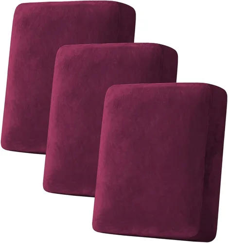 Vista 175 de H.VERSAILTEX - 4 fundas elásticas de terciopelo para cojín de sofá modular en forma de L (sofá grande de 3 plazas + 1 diván, color marfil)