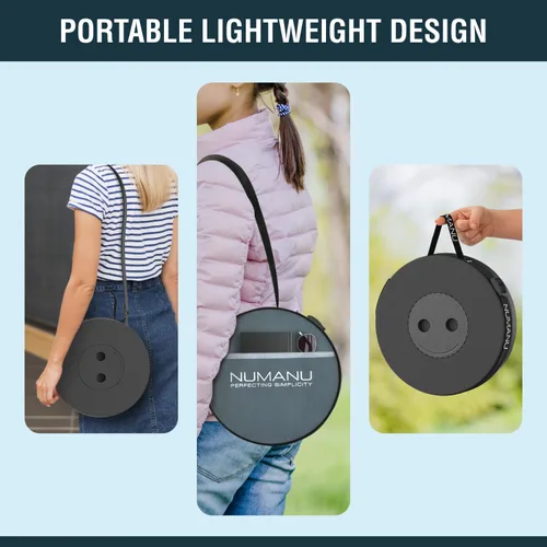 Vista 5 de NUMANU Taburete plegable mejorado 2025 y bolsa de transporte acolchada 3 en 1, altura ajustable de 2.5 a 18 pulgadas, máximo 620 libras, asiento