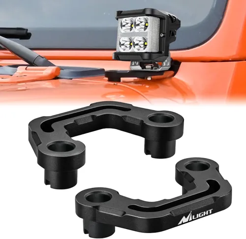 Nilight Soporte de montaje de luz para capó para pilar A delantero Auxiliar Offroad LED Pod Luces de trabajo en Jeep Wrangler JL/JLU 2020-2023