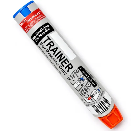 Vista 4 de Dey EpiPen, 10 unidades Reusable epinephrine practice pens with audible click, no needle or medicine, for training use only, 10-pack set