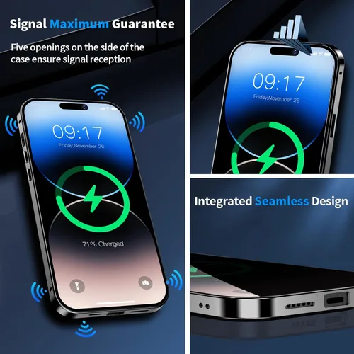 Vista 6 de Funda magnética de privacidad para iPhone 13 Pro Max con anillo de metal CD y bloqueo desplegable automático compatible con MagSafe protección