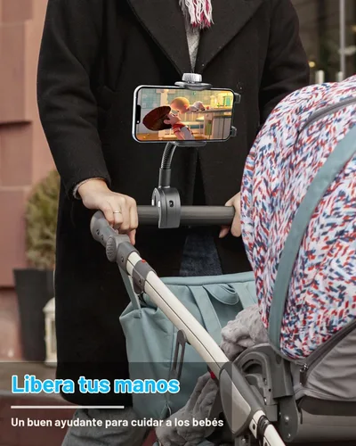 Vista 3 de Soporte de teléfono para cochecito de bebé, soporte de teléfono flexible para bicicleta, scooter, bicicleta de ejercicio, cinta de correr