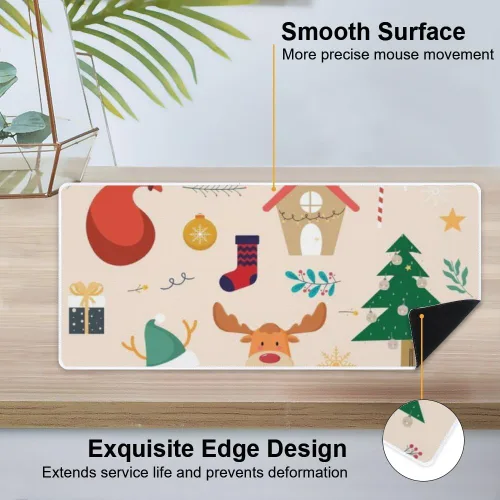 Vista 4 de Nostalgic Christmas Mouse Pad Large Gaming Keyboard with Non- Slip Rubber Base Smooth Face Large Desk Mats Computer Desk Mat Mens Accessories for