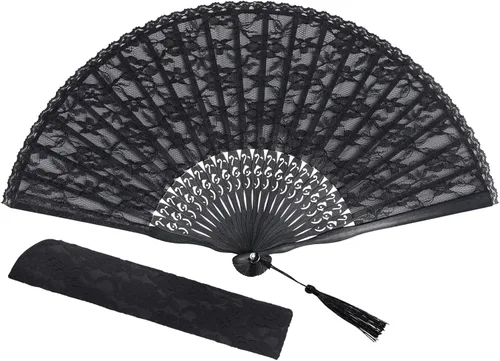 Vista 10 de choyaxo Abanico de mano de encaje chino plegable de bambú y seda para mujeres, para decoración de bodas y fiestas de baile, rosa