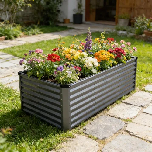 Vista 94 de GARDMAX 2x2x1FT Galvanized Round Raised Garden Bed Kit, Metal Planter Boxes Outdoor with Easy Assembly, Large Garden Bed for Vegetables, Fruits