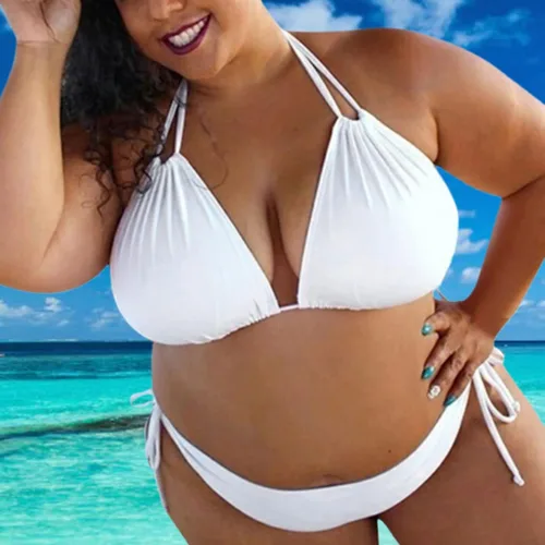 Vista 3 de shlutesoy Lady Swimming Suit Comfortable Halter Neck Backless Wire Free Bathing Suit Vacation Clothes