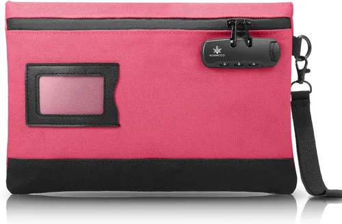 Vista 11 de KOSMCCO Bolsa de dinero con cerradura, 11.8 x 7.9 pulgadas, bolsa de lona resistente, bolsa bancaria para efectivo, pasaportes, suministros