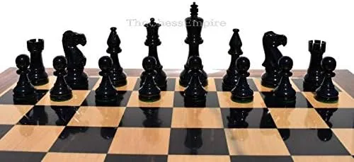 Vista 6 de Juego de ajedrez AIW 350 piezas de ajedrez blanco marfil y negro lacado 3.75" King Luxury Juego de piezas solamente