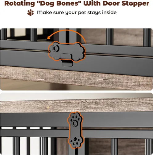 Vista 13 de Lulive Muebles para jaula para perros, 37.8 pulgadas de largo x 23.6 pulgadas de ancho x 27 pulgadas de alto, gris