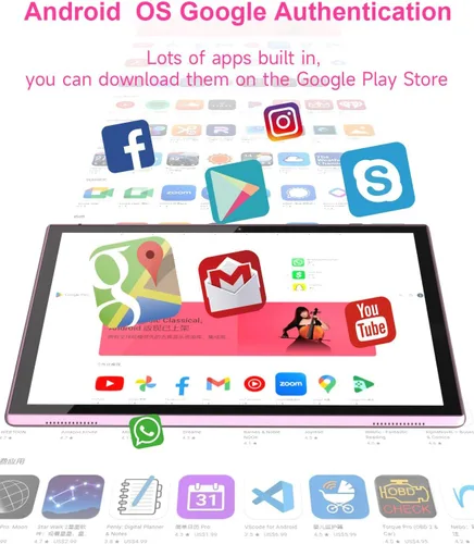 Vista 4 de Tablet Tabletas de 10 pulgadas, Google Android Tablet 10", procesador de cuatro núcleos Tableta computadora con 32GB ROM 2GB RAM, cámara 2MP+8MP