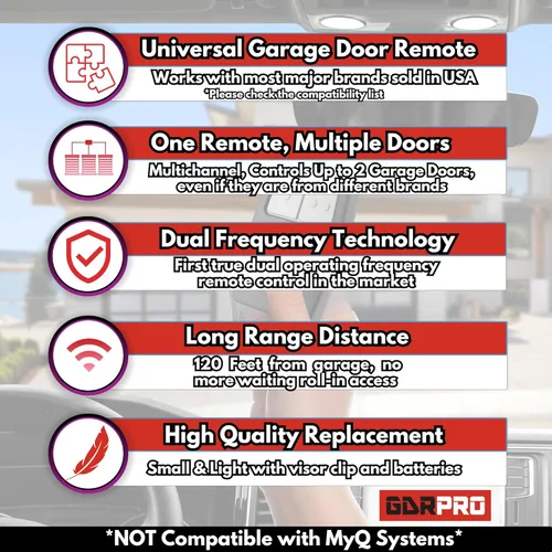 Vista 6 de Control remoto universal para puerta de garaje, reemplaza Clicker 375LM, 375UT, KLIK1U, compatible con LiftMaster, Chamberlain, Genie, Lineal