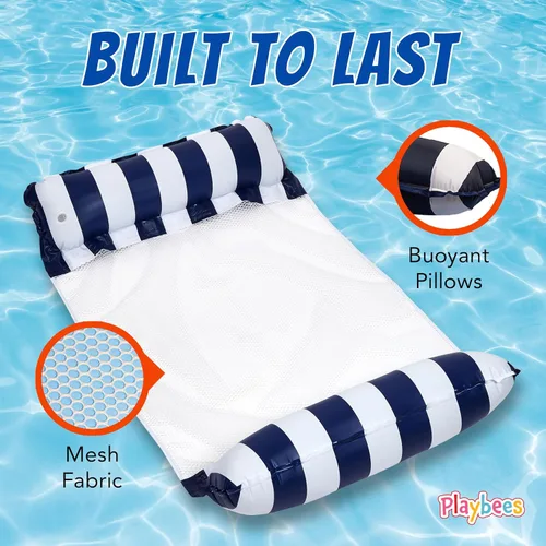 Vista 5 de Hammock Pool Float Blue Multi-Purpose Inflatable Water Pool Floats Fun Pool Float Lounger for Adults and Kids Variation