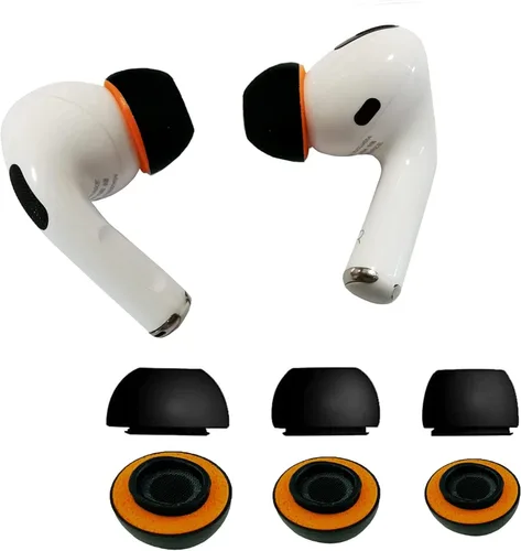 KASOTT Almohadillas híbridas de espuma viscoelástica y silicona mejoradas para AirPods Pro de 1ª y 2ª generación, ultra cómodas, orejas Negro