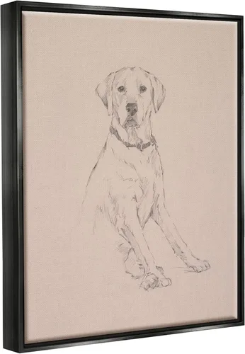 Vista 2 de Stupell Industries Lienzo flotante enmarcado con diseño de perro Retriever de Ethan Harper