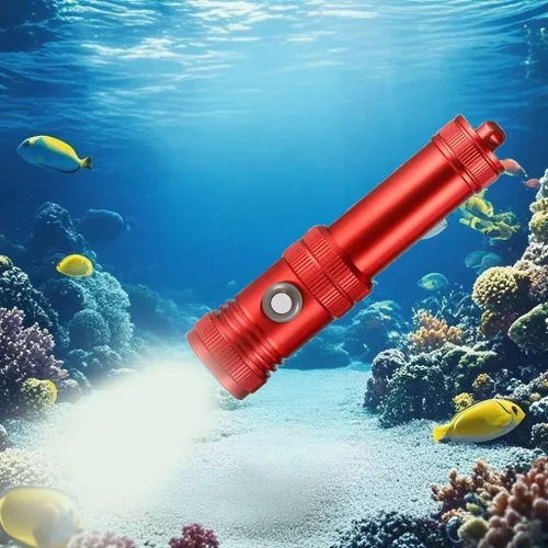 Vista 8 de Linterna de buceo de 10000 lúmenes, luz de buceo IPX8, impermeable, recargable, 3 modos, linterna submarina, linterna LED submarina profesional