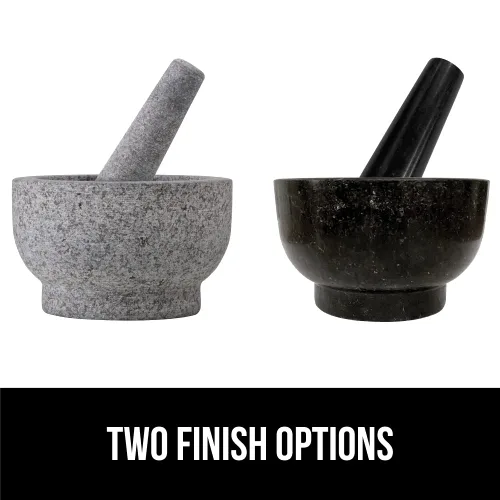Vista 9 de GORILLA GRIP Juego de mortero y mazo de servicio pesado con base antideslizante, 100% piedra de granito molcajete tazón de guacamole, moler semillas