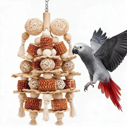 Bird Toys Natural Corn Cob Loofah Chew Toys for Small Medium Parrots