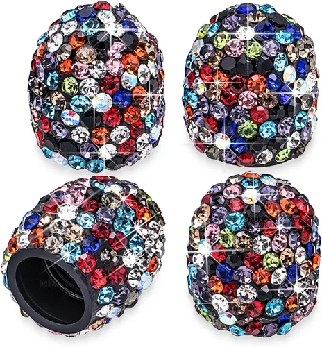 Vista 28 de 4 tapas de válvula de vástago de neumático con diamantes de cristal brillante, a prueba de polvo, tapas universales para válvulas de neumáticos