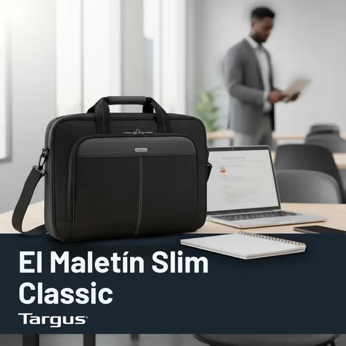 Vista 8 de Targus Classic Slim Laptop Bag - Ergonomic Briefcase and Messenger Bag - Spacious Foam Padded for Laptops and Under