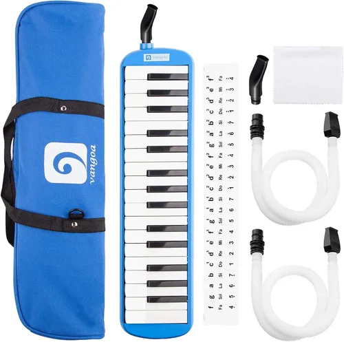 Vista 6 de Vangoa Melódica de 32 teclas, teclado de piano de aire para instrumentos musicales, melódicas con bolsa de transporte, boquillas dobles de piánica