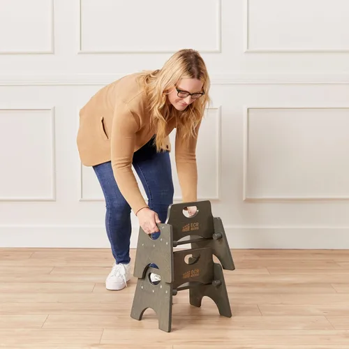 Vista 73 de ECR4Kids Silla apilable de madera para niños pequeños, 6 pulgadas, muebles para niños, lavado blanco, paquete de 2