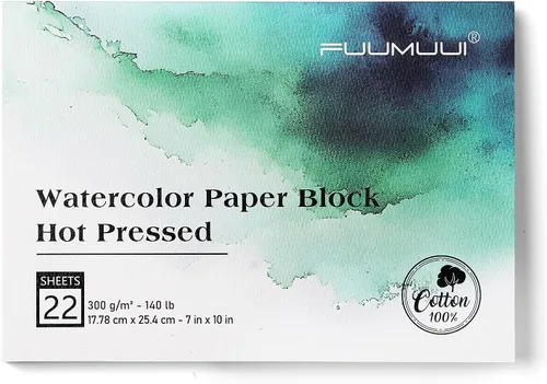 Vista 10 de Fuumuui - Bloque de papel de acuarela de 5 x 7 pulgadas, bloc de papel de acuarela 100% algodón de 30 hojas, 140 libras/300 gsm, papel de arte