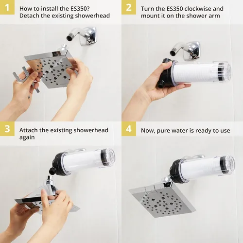 Vista 4 de VitaPure - Filtración de ducha en línea SUF-350P aka ES350P con filtro ACF PureMax