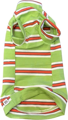 Vista 11 de Kitipcoo - Camisa de algodón con cuello redondo para gatos sin pelo Sphynx de rayas vintage, ropa para mascotas con mangas, camisetas para gatitos