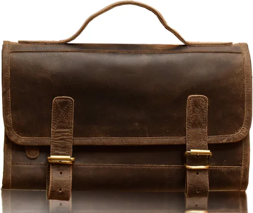 Vista 2 de KomalC Neceser Colgante de Cuero de Búfalo Premium para Viaje Kit Dopp