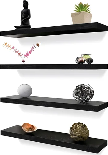 Vista 18 de YYWUOJJ Estantes flotantes de madera para decoración de pared, estantes de pared rústicos para dormitorio, baño, cocina, sala de estar, juego de 6